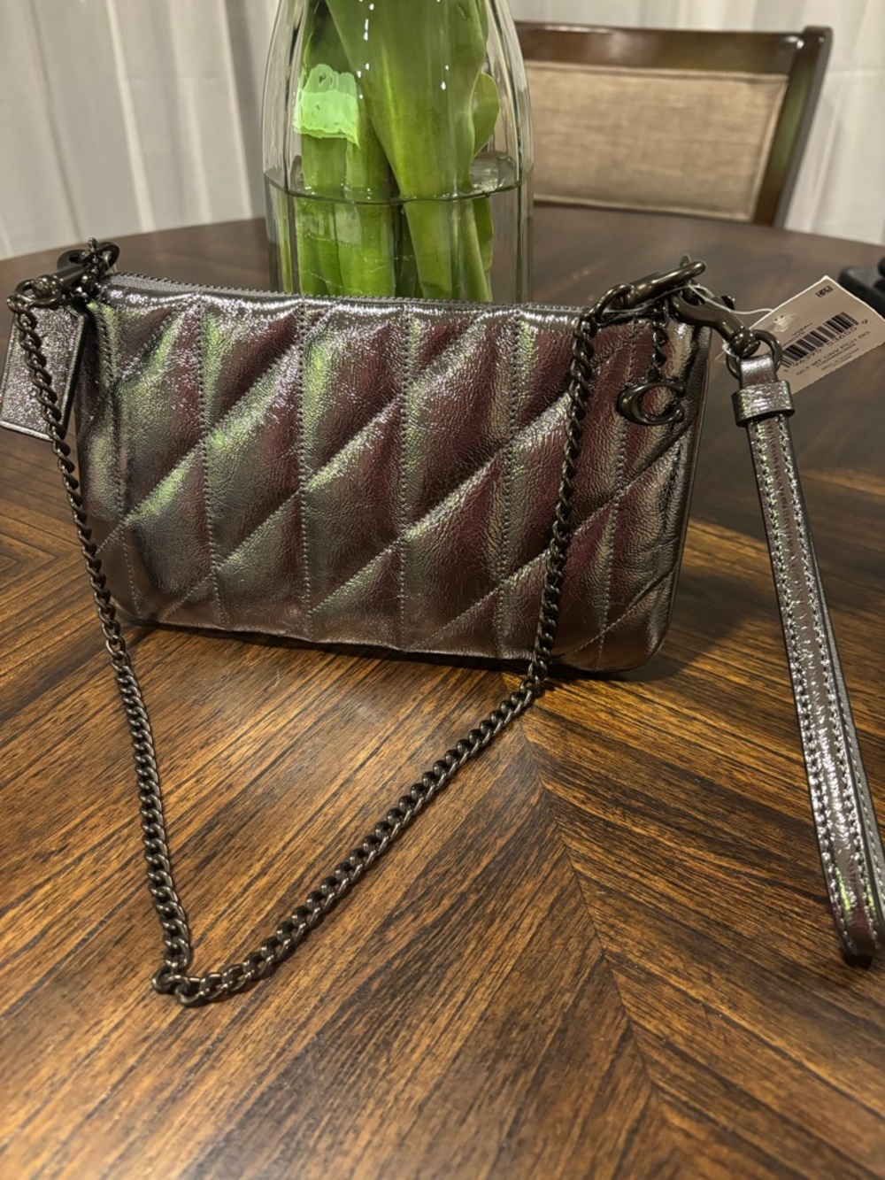Coach Metallic Quilted Wristlet Shoulder Bag NWT